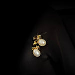 Simple Oval Real Pearl Drop Earrings gembea jewelry
