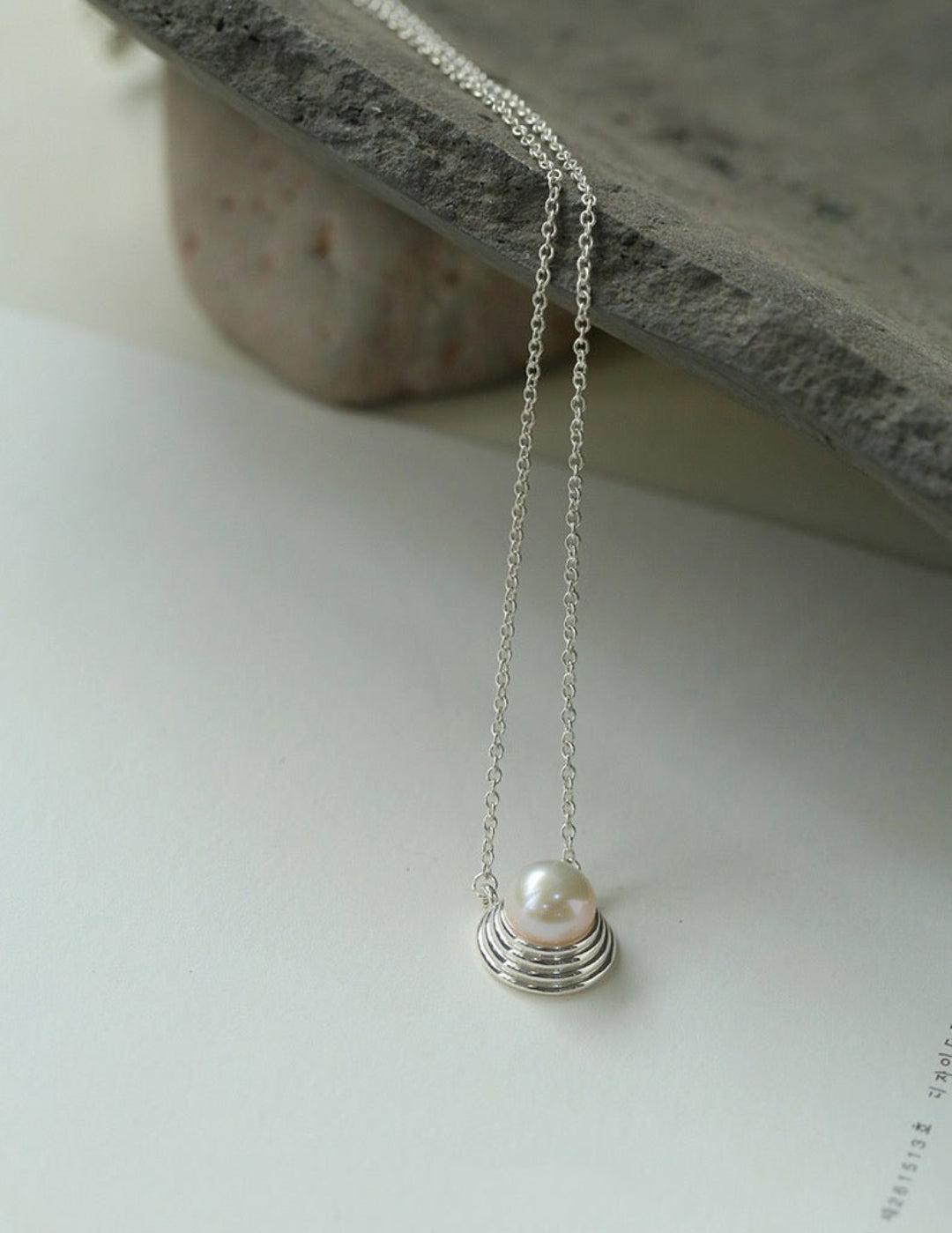 Simple Spiral Pearl Pendant Chain Necklace gembea jewelry