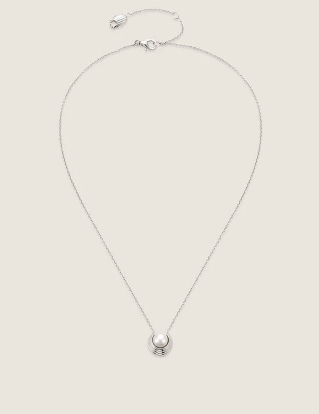 Simple Spiral Pearl Pendant Chain Necklace gembea jewelry