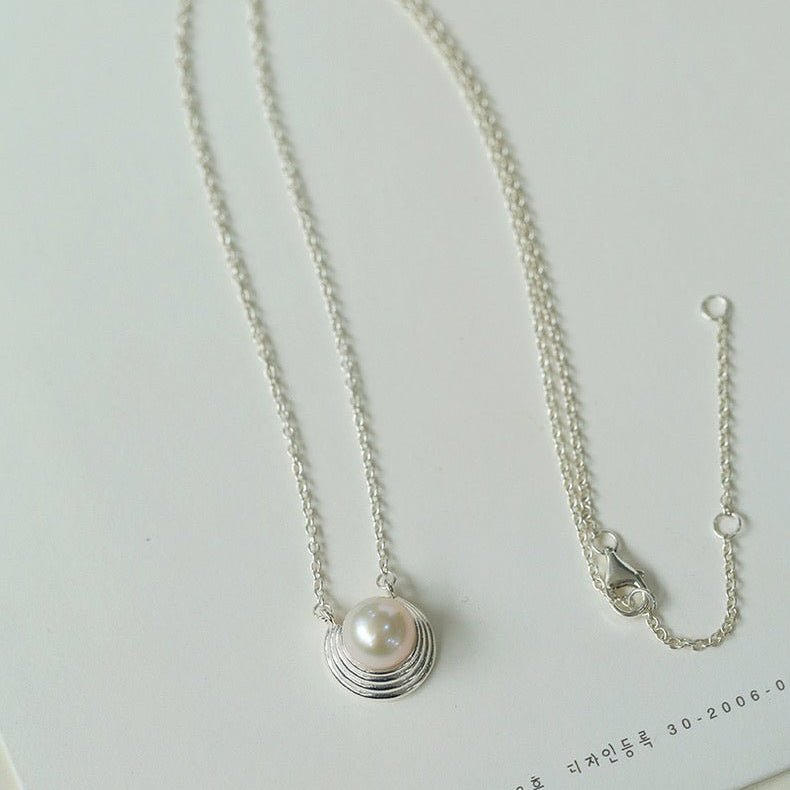 Simple Spiral Pearl Pendant Chain Necklace gembea jewelry