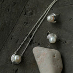 Simple Spiral Pearl Pendant Chain Necklace gembea jewelry