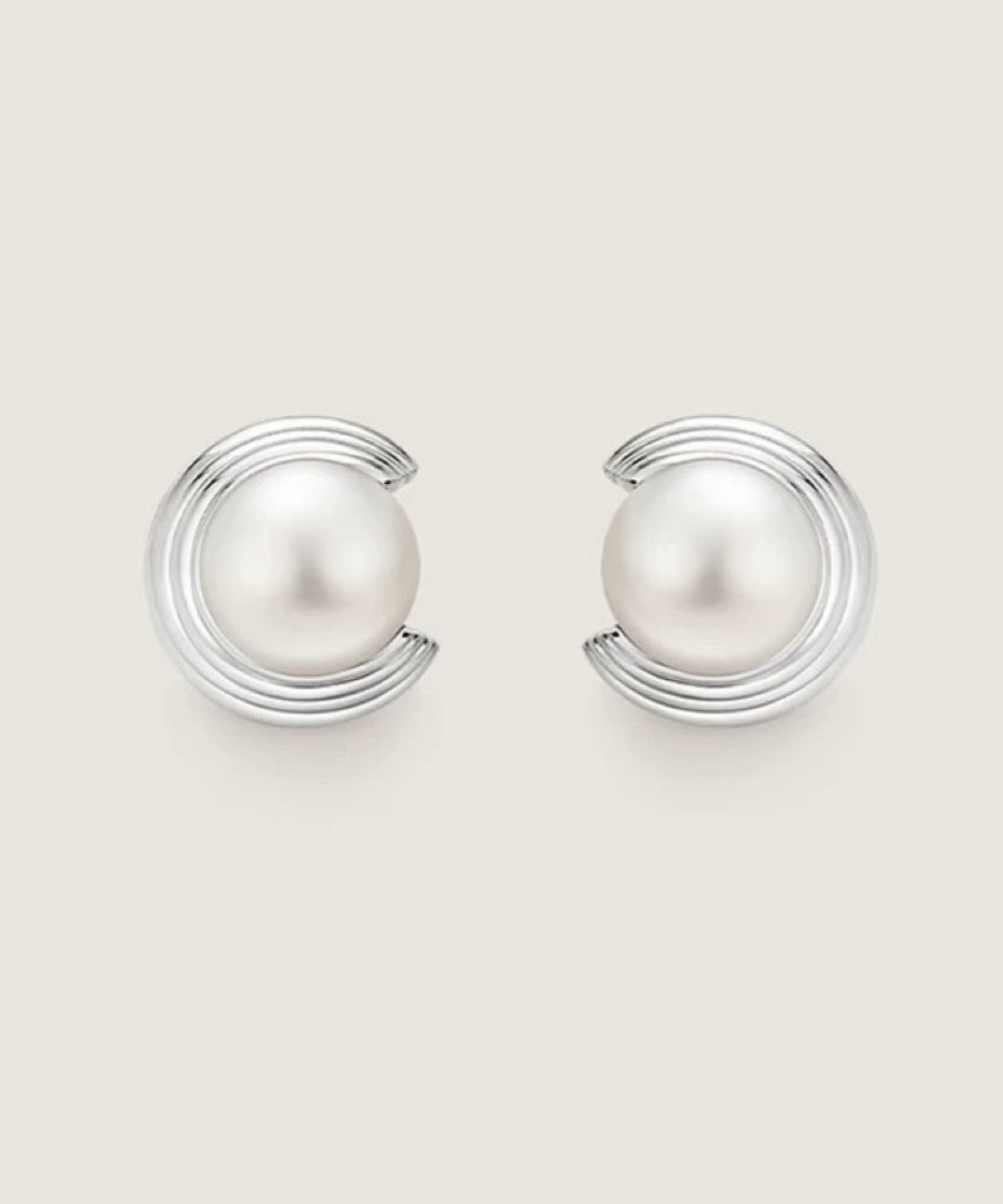 Simple Spiral Pearl Stud Earrings gembea jewelry