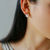 Simple Spiral Pearl Stud Earrings gembea jewelry