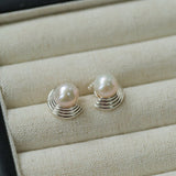 Simple Spiral Pearl Stud Earrings gembea jewelry