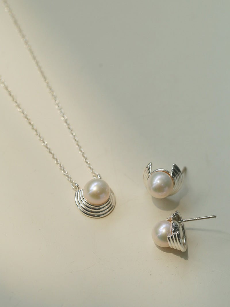 Simple Spiral Pearl Stud Earrings gembea jewelry