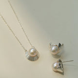 Simple Spiral Pearl Stud Earrings gembea jewelry
