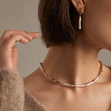 Simple Long Baroque Toothpick Pearl Earrings-Gembea Jewelry