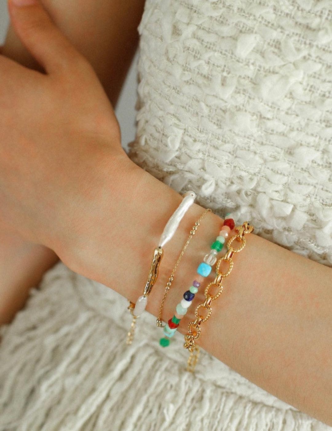 Simple Long Baroque Toothpick Pearl Bracelets - Gembea Jewelry