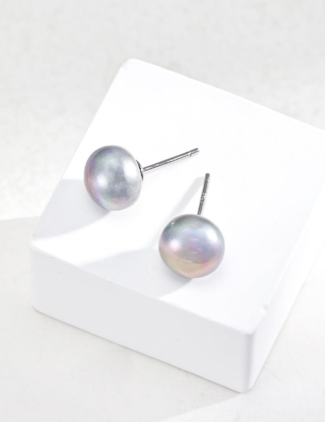Simple Round Natural Freshwater Pearl Earrings - Gembea Jewelry