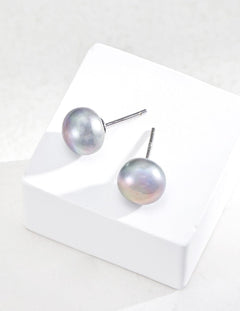Simple Round Natural Freshwater Pearl Earrings - Gembea Jewelry