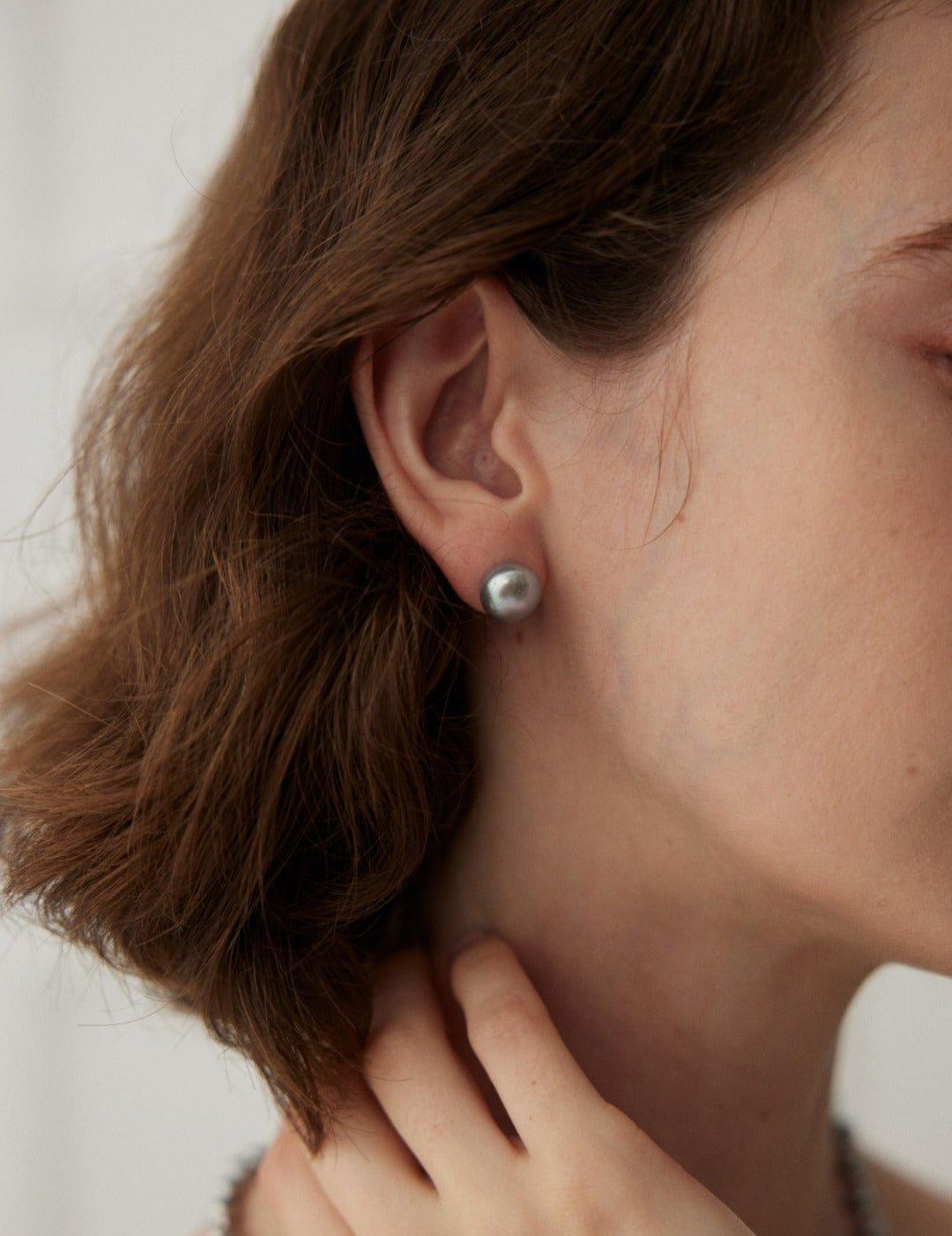 Simple Round Natural Freshwater Pearl Earrings - Gembea Jewelry