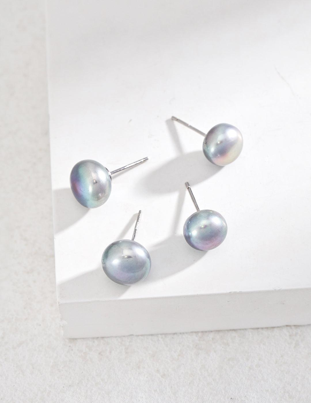 Simple Round Natural Freshwater Pearl Earrings - Gembea Jewelry