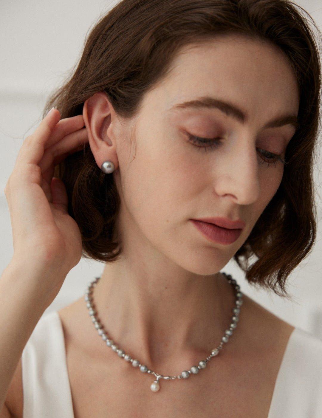 Simple Round Natural Freshwater Pearl Earrings - Gembea Jewelry