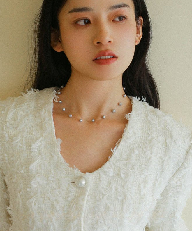 Single-layer Gray Freshwater Pearl Necklace Gembea jewelry