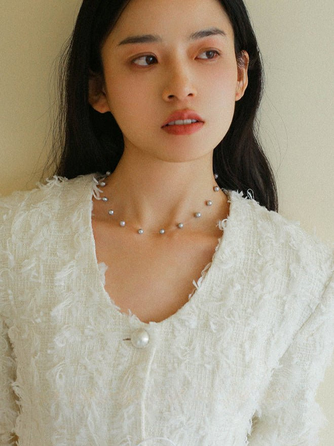 Single-layer Gray Freshwater Pearl Necklace Gembea jewelry