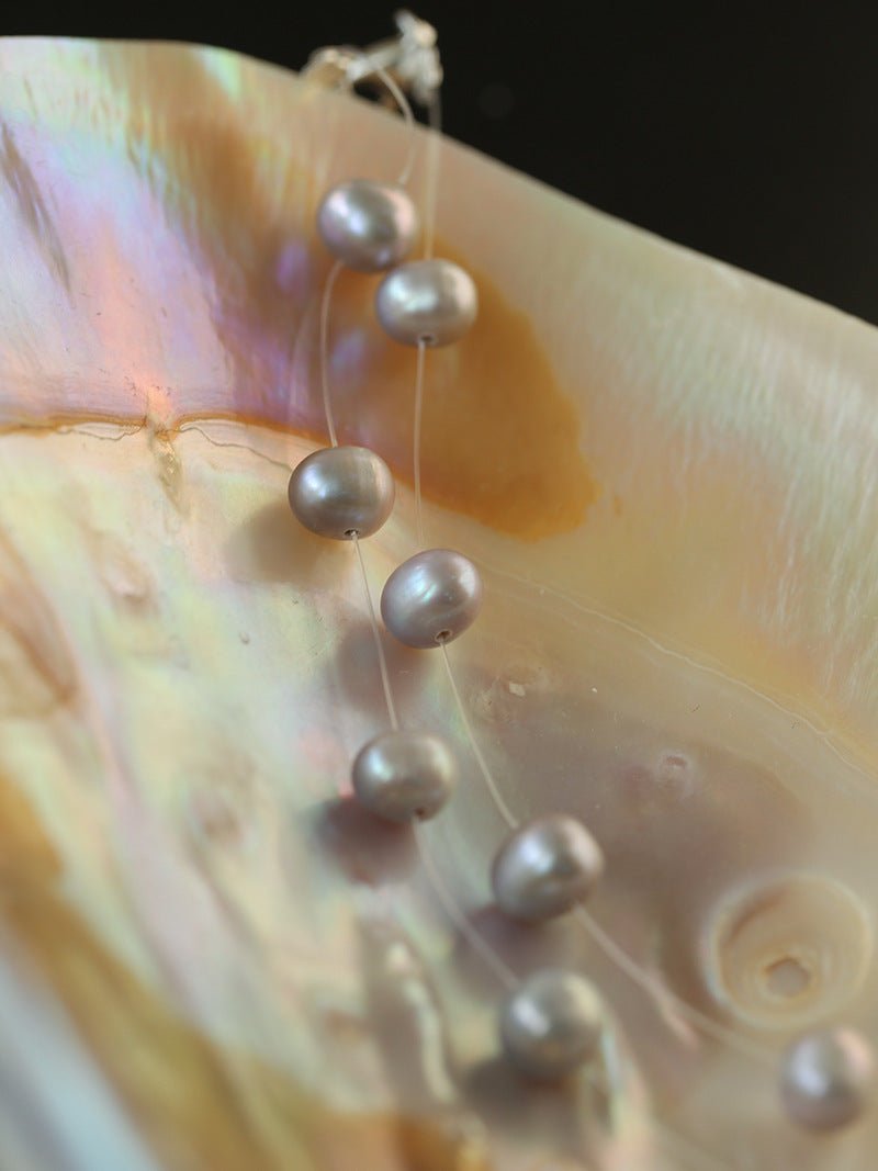 Single-layer Gray Freshwater Pearl Necklace Gembea jewelry