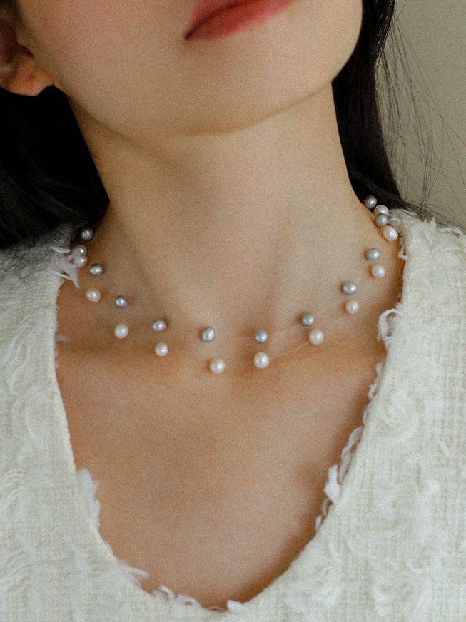 Single-layer Gray Freshwater Pearl Necklace Gembea jewelry