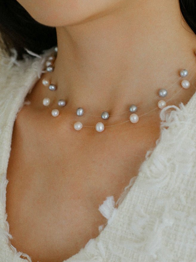 Single-layer Gray Freshwater Pearl Necklace Gembea jewelry
