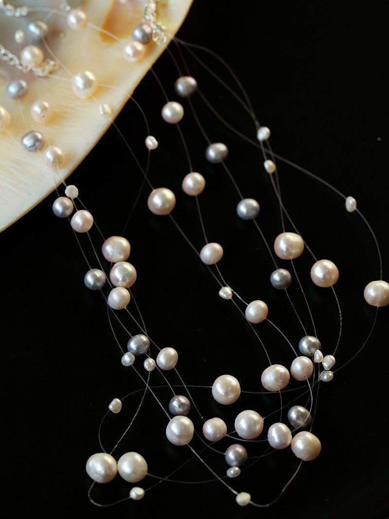 Single-layer Gray Freshwater Pearl Necklace Gembea jewelry