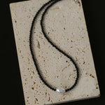 Single Pearl Black Red Agate Beaded Necklace - Gembea Jewelry