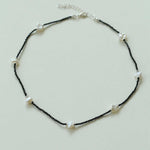 Small Petal Baroque Black Pointed Crystal Necklace - Gembea Jewelry