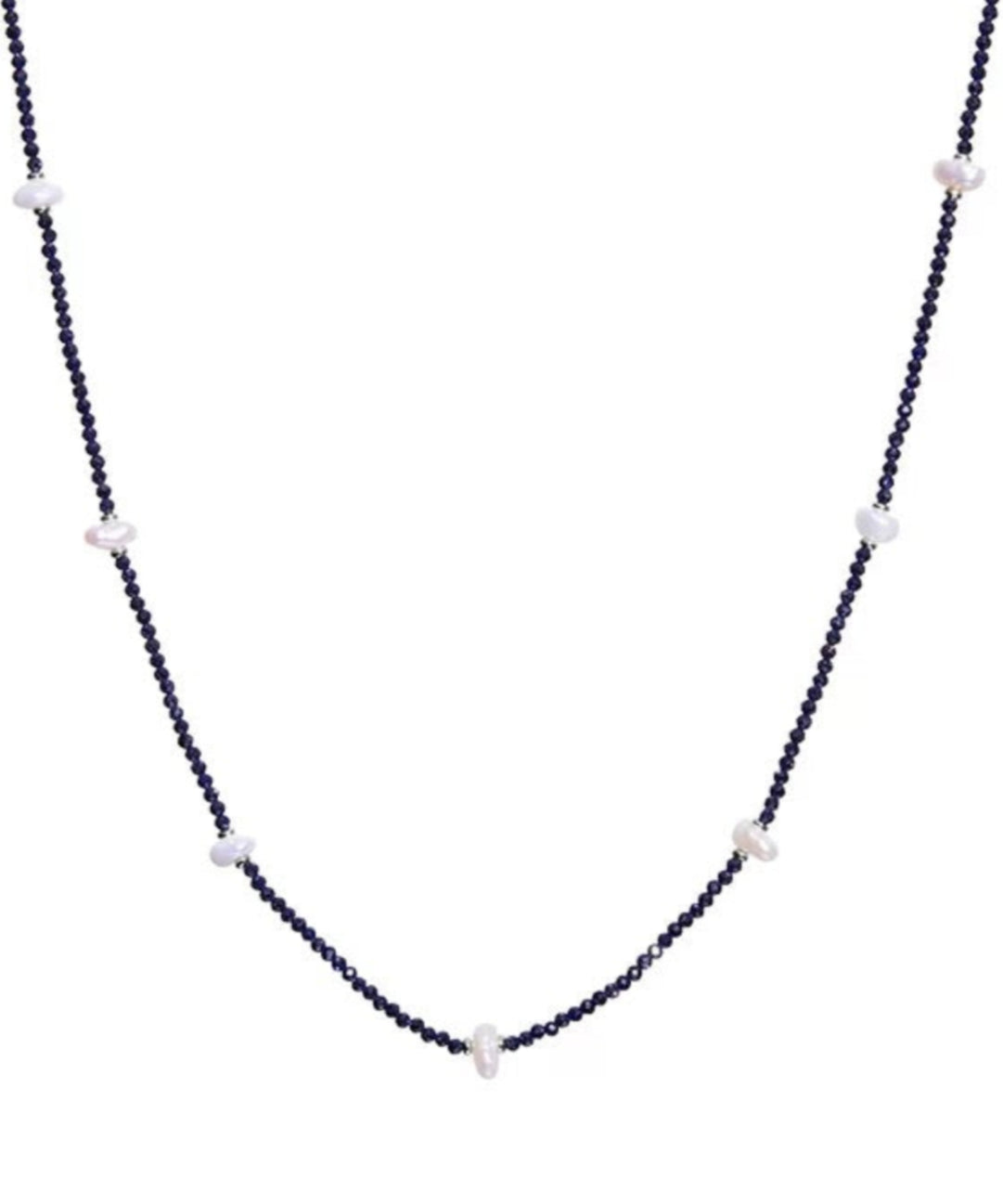Small Petal Baroque Black Pointed Crystal Necklace gembea jewelry