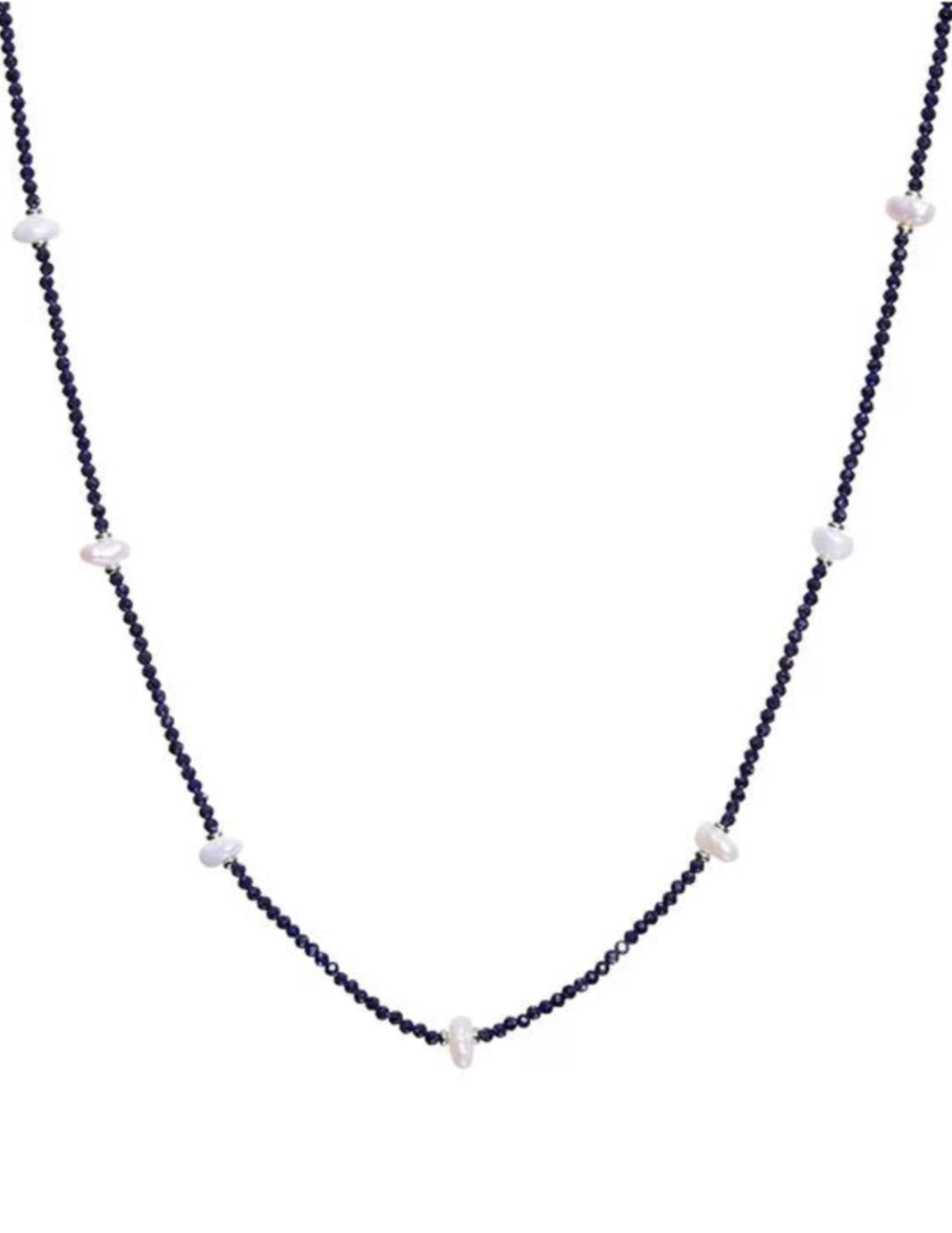 Small Petal Baroque Black Pointed Crystal Necklace gembea jewelry