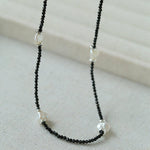 Small Petal Baroque Black Pointed Crystal Necklace - Gembea Jewelry