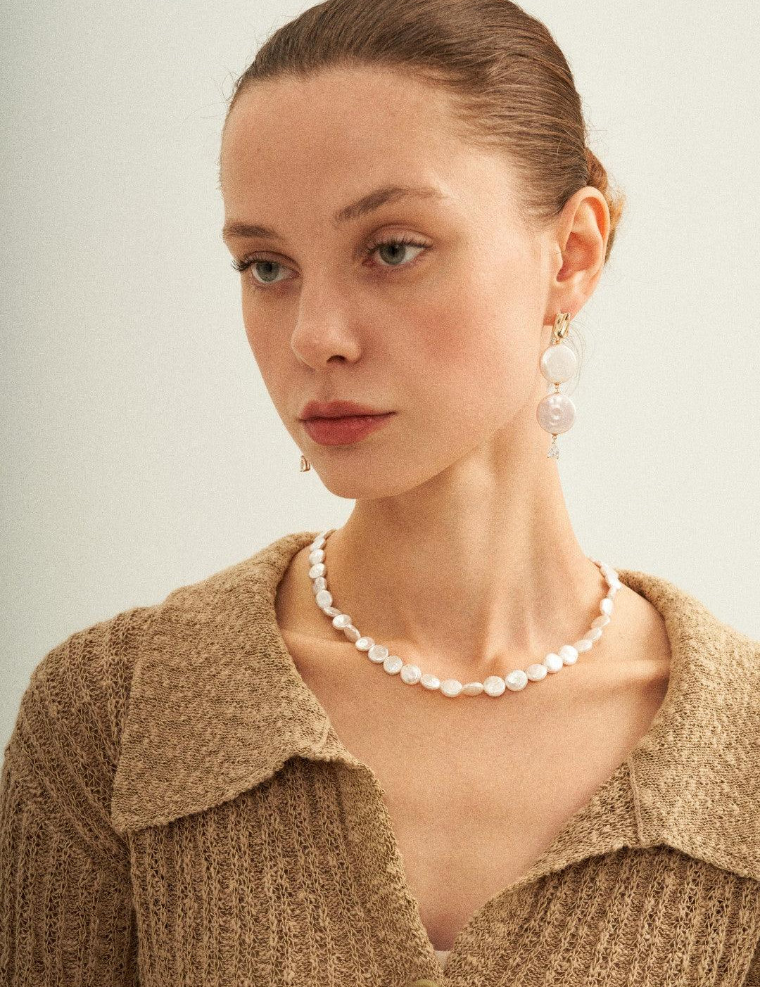 Small Round Baroque Beaded Necklace - Gembea Jewelry