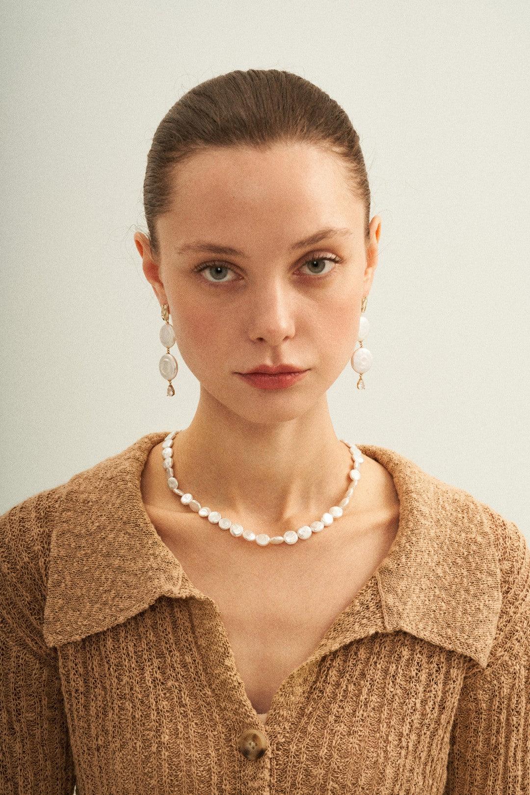 Small Round Baroque Beaded Necklace - Gembea Jewelry