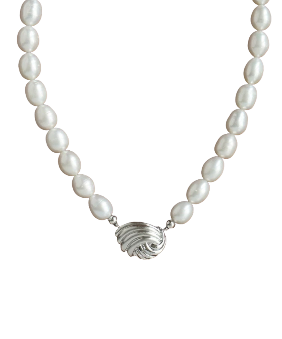 Spiral Metal Pendant Pearl Beaded Necklace gembea jewelry