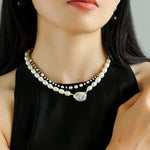 Spiral Metal Pendant Pearl Beaded Necklace gembea jewelry