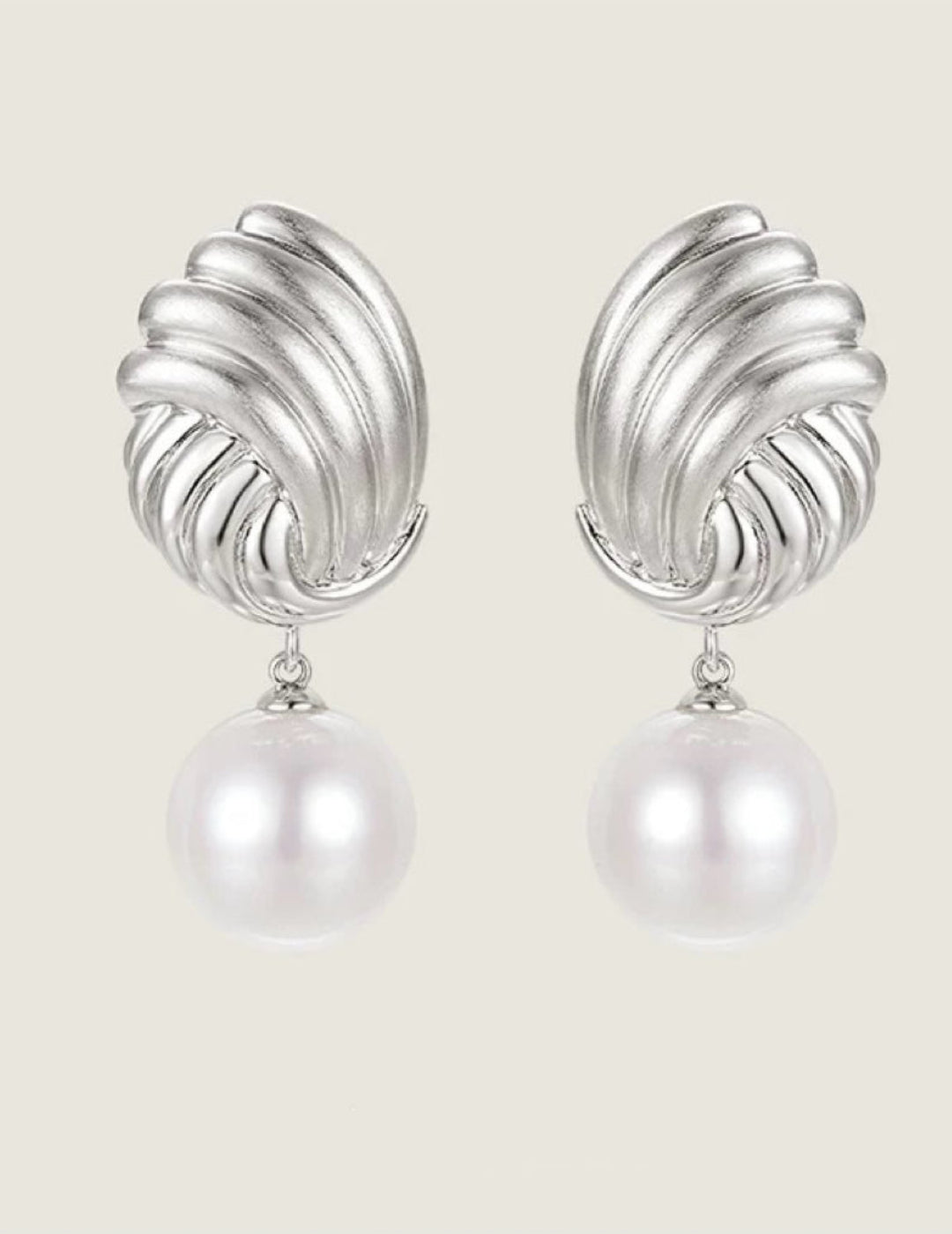 Spiral Metal Wind Stripe Pearl Drop Earrings gembea jewelry