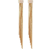 Square Baroque Pearl Gold Tassel Earrings gembea jewelry
