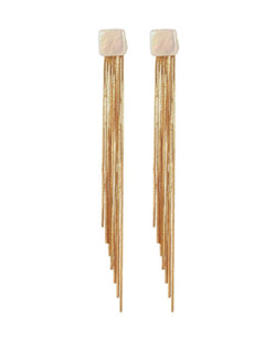 Square Baroque Pearl Gold Tassel Earrings gembea jewelry