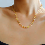 Square Cut Chain Choker Gold Silver Necklace gembea jewelry
