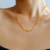 Square Cut Chain Choker Gold Silver Necklace gembea jewelry