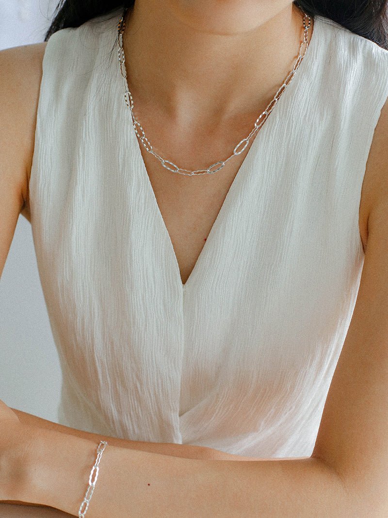 Square Cut Chain Choker Gold Silver Necklace gembea jewelry