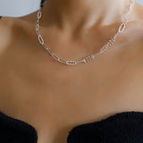 Square Cut Chain Choker Gold Silver Necklace gembea jewelry