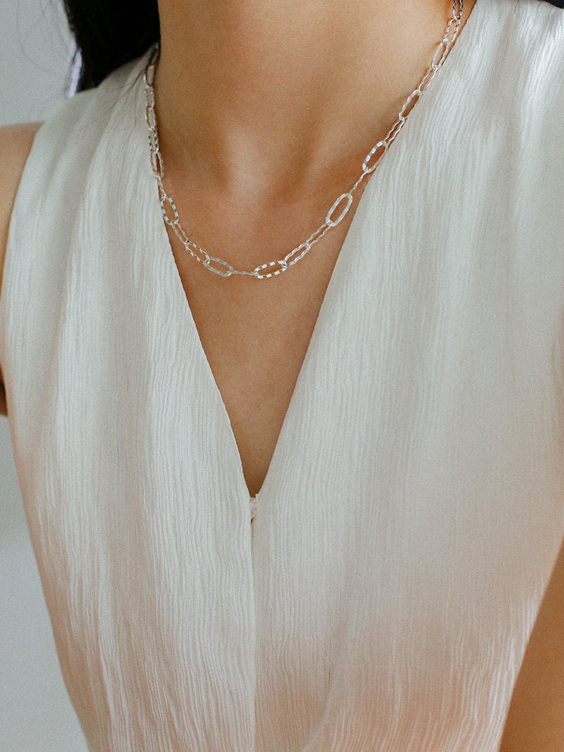 Square Cut Chain Choker Gold Silver Necklace gembea jewelry