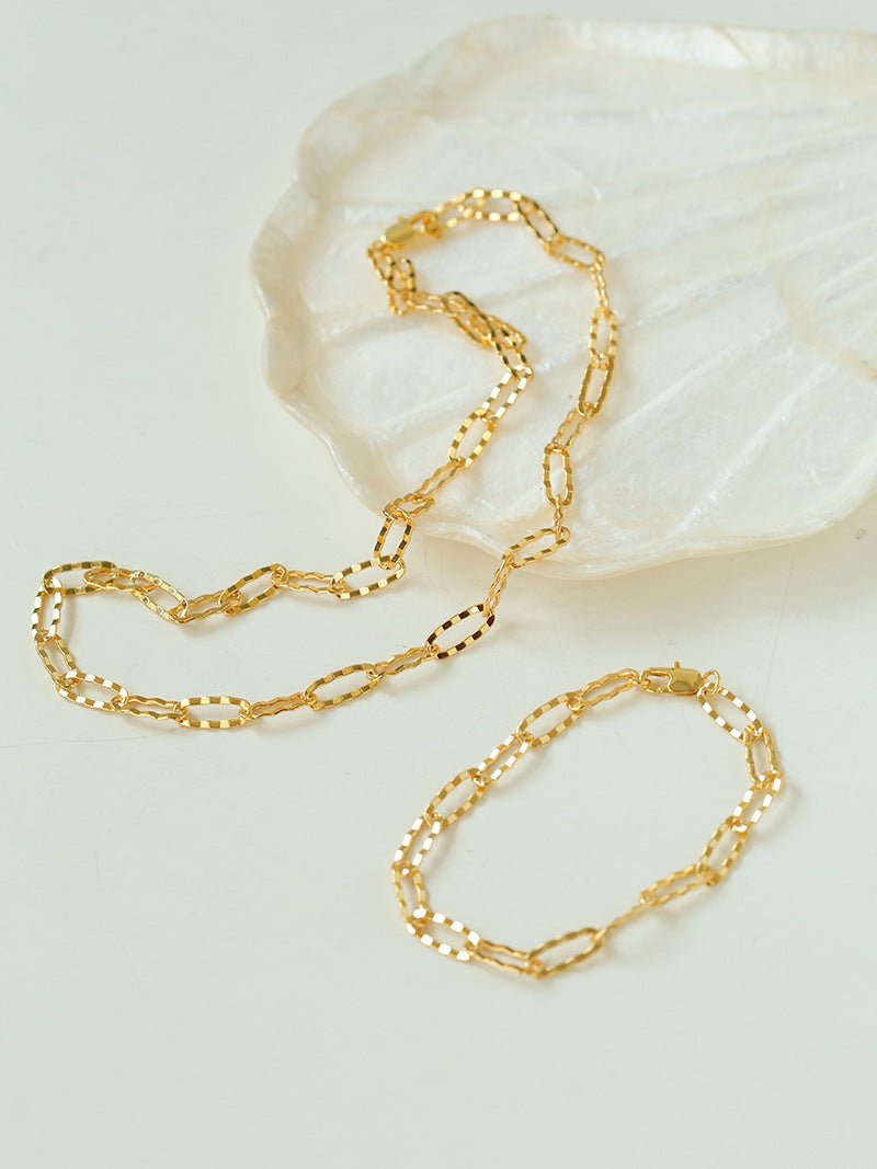 Square Cut Chain Choker Gold Silver Necklace gembea jewelry