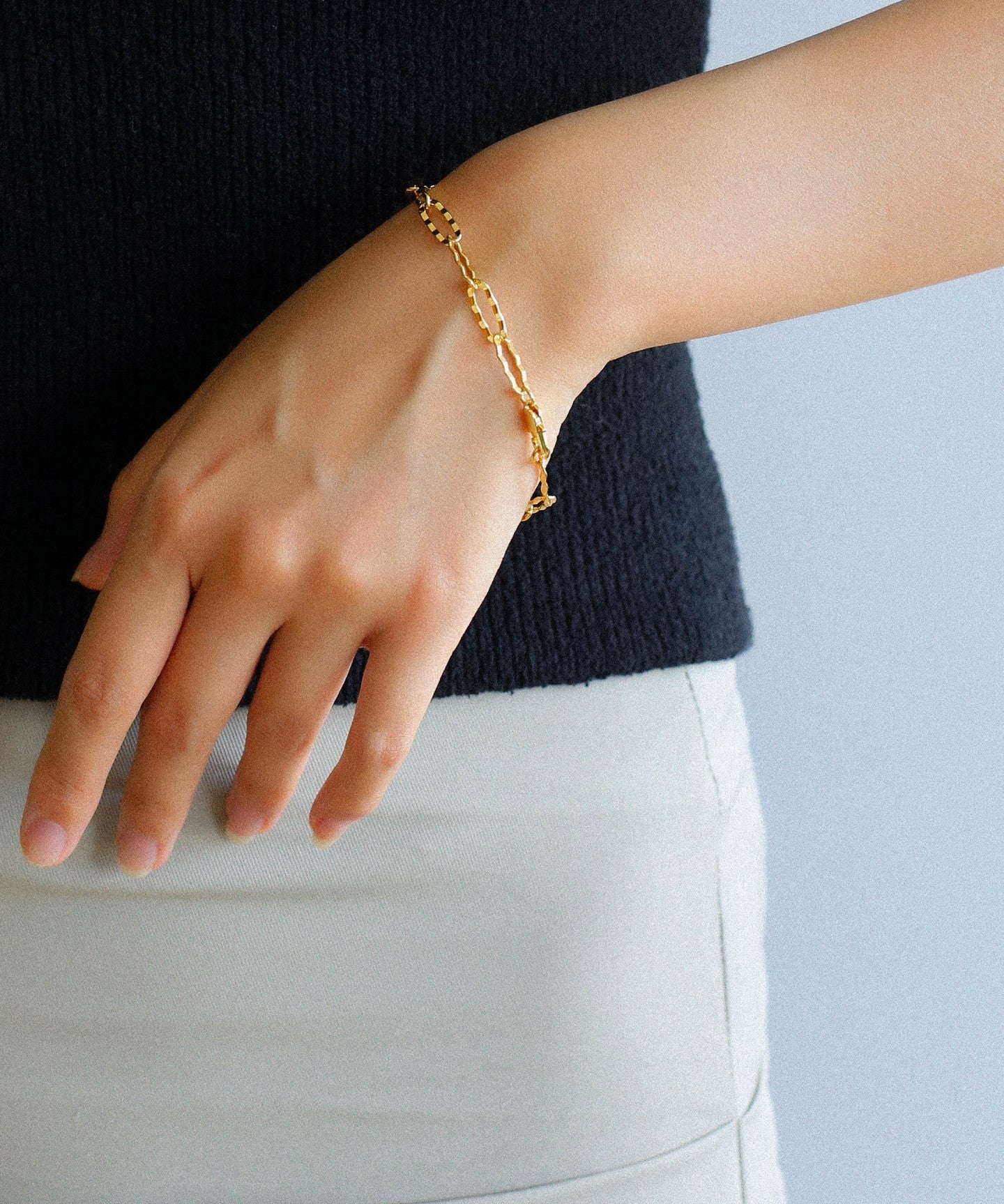 Square Cut Chain Gold Silver Bracelet  gembea jewelry