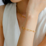 Square Cut Chain Gold Silver Bracelet  gembea jewelry