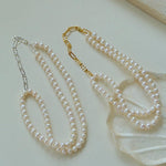 Square Floral Chain Pearl Choker Necklace - Gembea Jewelry