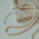Square Floral Chain Pearl Choker Necklace - Gembea Jewelry
