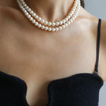 Square Floral Chain Pearl Choker Necklace - Gembea Jewelry
