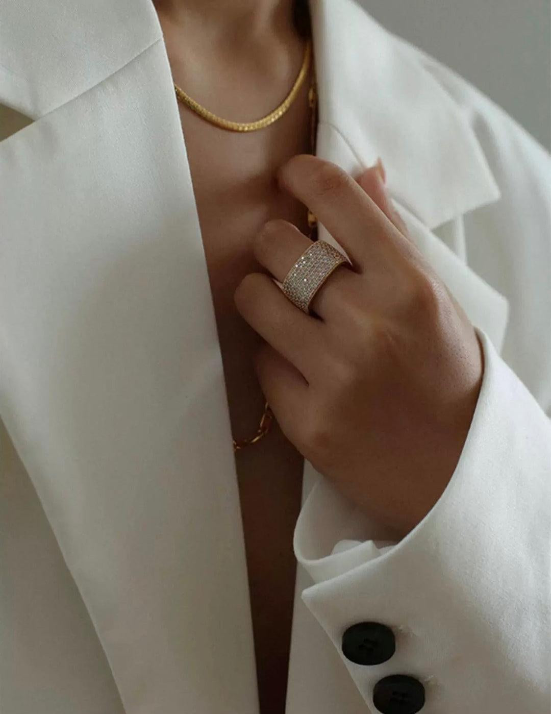 Square Micropaved Zirconia Ring - Gembea Jewelry