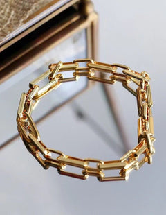 Square Splicing Chain Gold Bracelet gembea jewelry