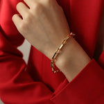 Square Splicing Chain Gold Bracelet gembea jewelry
