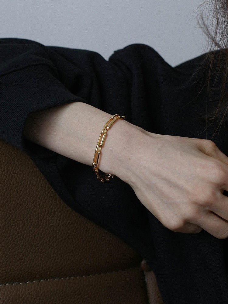Square Splicing Chain Gold Bracelet gembea jewelry